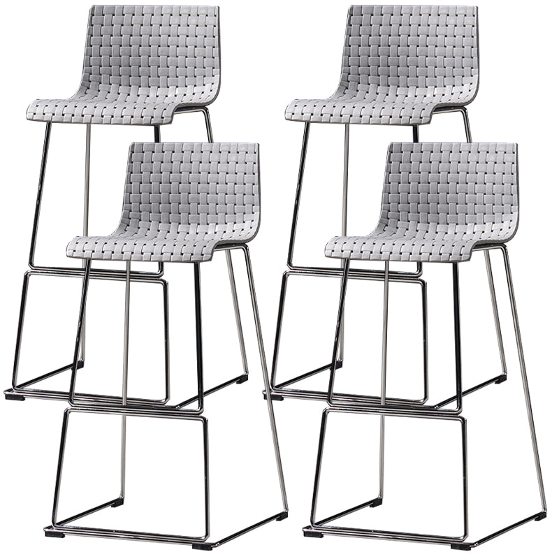Modern Bar-stool Plastic Counter Bar Stool with Metal Legs for Kitchen Grey Set of 4 Clearhalo 'Bar Furniture' 'Bar Stools' 'bar_stools' 'Furniture' 'furniture_bar_stools' 'Kitchen & Dining Furniture' 4953650