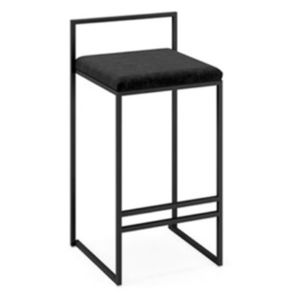 Modern Armless Backrest Counter Stool Iron Cafe Bar Stool with Cushion and Pedal Black 1 Piece Clearhalo 'Bar Furniture' 'Bar Stools' 'bar_stools' 'furn' 'furn_bar_stools' 'Furniture' 'furniture_bar_stools' 'Kitchen & Dining Furniture' 4953747