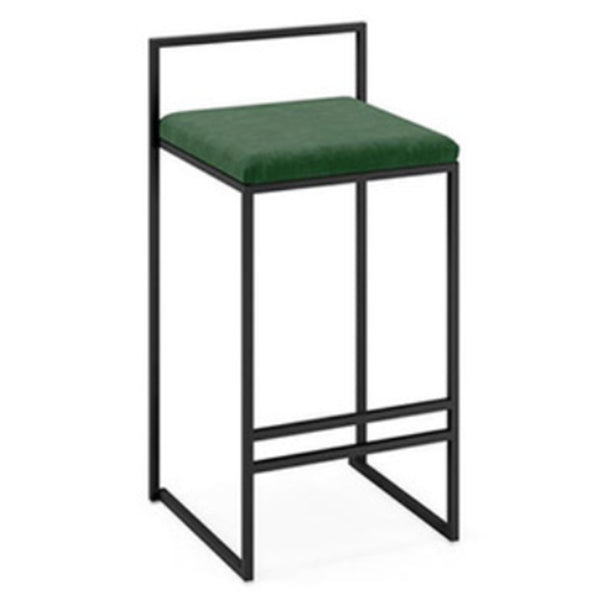 Modern Armless Backrest Counter Stool Iron Cafe Bar Stool with Cushion and Pedal Green 1 Piece Clearhalo 'Bar Furniture' 'Bar Stools' 'bar_stools' 'furn' 'furn_bar_stools' 'Furniture' 'furniture_bar_stools' 'Kitchen & Dining Furniture' 4953752