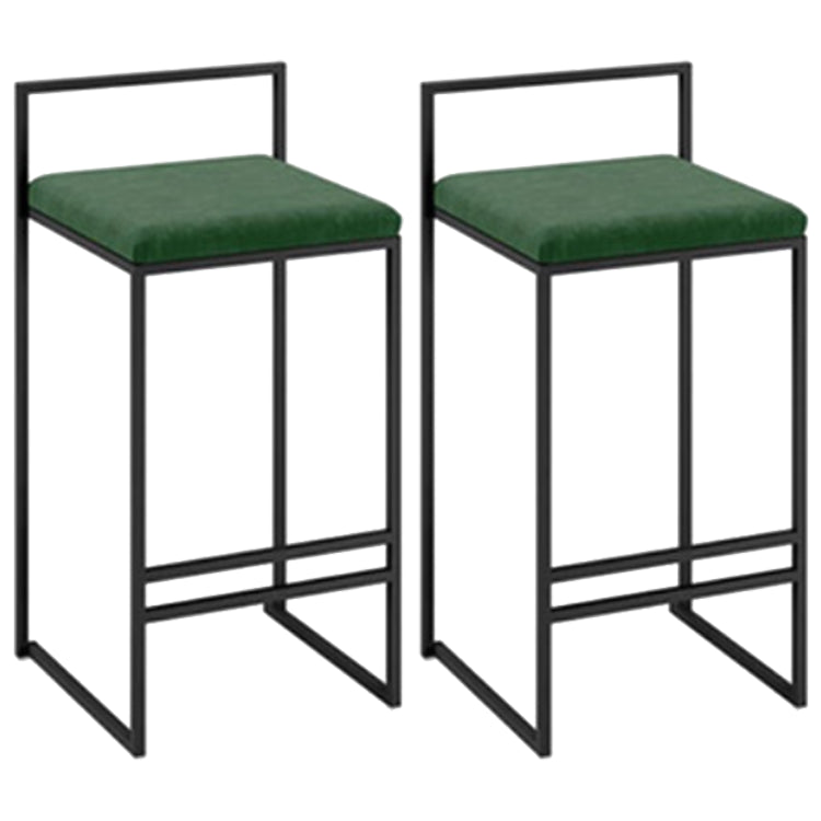 Modern Armless Backrest Counter Stool Iron Cafe Bar Stool with Cushion and Pedal Green 2 Piece Set Clearhalo 'Bar Furniture' 'Bar Stools' 'bar_stools' 'furn' 'furn_bar_stools' 'Furniture' 'furniture_bar_stools' 'Kitchen & Dining Furniture' 4953754