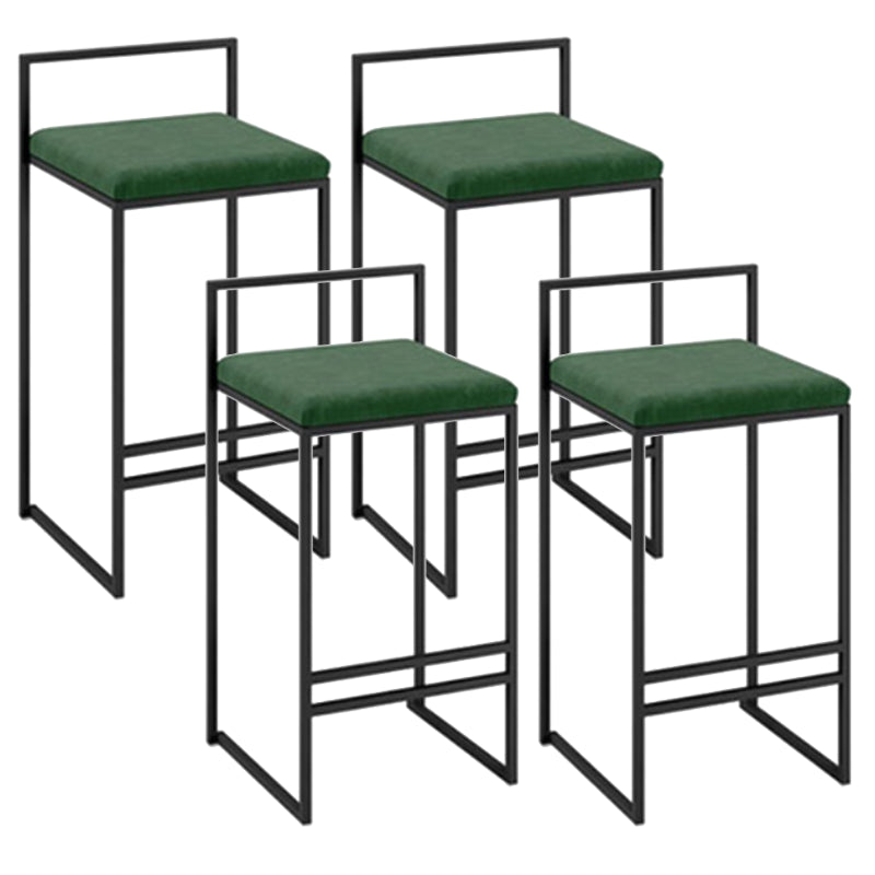 Modern Armless Backrest Counter Stool Iron Cafe Bar Stool with Cushion and Pedal Green 4 Piece Set Clearhalo 'Bar Furniture' 'Bar Stools' 'bar_stools' 'furn' 'furn_bar_stools' 'Furniture' 'furniture_bar_stools' 'Kitchen & Dining Furniture' 4953756