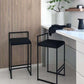Modern Armless Backrest Counter Stool Iron Cafe Bar Stool with Cushion and Pedal Clearhalo 'Bar Furniture' 'Bar Stools' 'bar_stools' 'furn' 'furn_bar_stools' 'Furniture' 'furniture_bar_stools' 'Kitchen & Dining Furniture' 4953757
