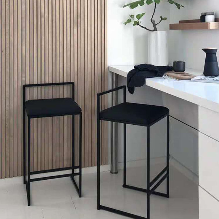 Modern Armless Backrest Counter Stool Iron Cafe Bar Stool with Cushion and Pedal Clearhalo 'Bar Furniture' 'Bar Stools' 'bar_stools' 'furn' 'furn_bar_stools' 'Furniture' 'furniture_bar_stools' 'Kitchen & Dining Furniture' 4953757