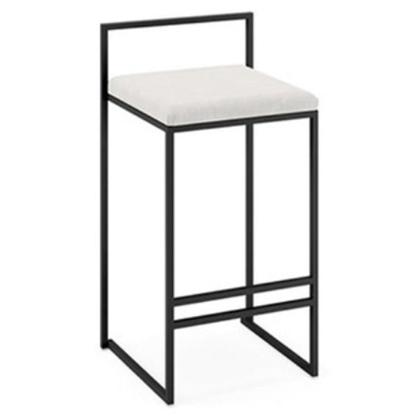 Modern Armless Backrest Counter Stool Iron Cafe Bar Stool with Cushion and Pedal White 1 Piece Clearhalo 'Bar Furniture' 'Bar Stools' 'bar_stools' 'furn' 'furn_bar_stools' 'Furniture' 'furniture_bar_stools' 'Kitchen & Dining Furniture' 4953758