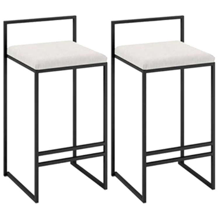 Modern Armless Backrest Counter Stool Iron Cafe Bar Stool with Cushion and Pedal White 2 Piece Set Clearhalo 'Bar Furniture' 'Bar Stools' 'bar_stools' 'furn' 'furn_bar_stools' 'Furniture' 'furniture_bar_stools' 'Kitchen & Dining Furniture' 4953760