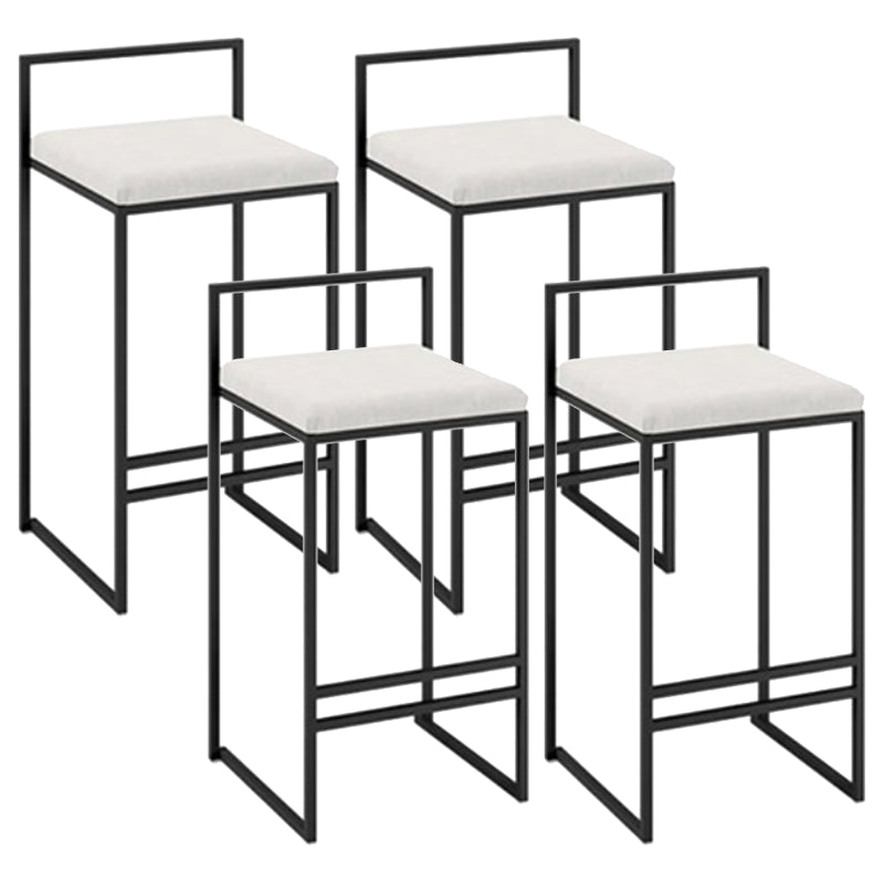 Modern Armless Backrest Counter Stool Iron Cafe Bar Stool with Cushion and Pedal White 4 Piece Set Clearhalo 'Bar Furniture' 'Bar Stools' 'bar_stools' 'furn' 'furn_bar_stools' 'Furniture' 'furniture_bar_stools' 'Kitchen & Dining Furniture' 4953761