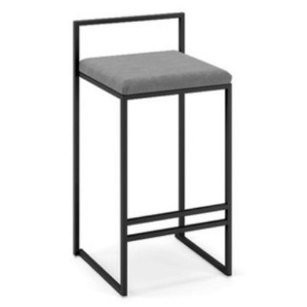 Modern Armless Backrest Counter Stool Iron Cafe Bar Stool with Cushion and Pedal Gray 1 Piece Clearhalo 'Bar Furniture' 'Bar Stools' 'bar_stools' 'furn' 'furn_bar_stools' 'Furniture' 'furniture_bar_stools' 'Kitchen & Dining Furniture' 4953762