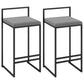 Modern Armless Backrest Counter Stool Iron Cafe Bar Stool with Cushion and Pedal Gray 2 Piece Set Clearhalo 'Bar Furniture' 'Bar Stools' 'bar_stools' 'furn' 'furn_bar_stools' 'Furniture' 'furniture_bar_stools' 'Kitchen & Dining Furniture' 4953763