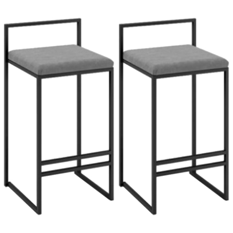 Modern Armless Backrest Counter Stool Iron Cafe Bar Stool with Cushion and Pedal Gray 2 Piece Set Clearhalo 'Bar Furniture' 'Bar Stools' 'bar_stools' 'furn' 'furn_bar_stools' 'Furniture' 'furniture_bar_stools' 'Kitchen & Dining Furniture' 4953763