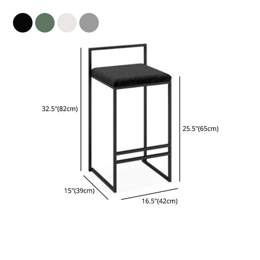 Modern Armless Backrest Counter Stool Iron Cafe Bar Stool with Cushion and Pedal Clearhalo 'Bar Furniture' 'Bar Stools' 'bar_stools' 'furn' 'furn_bar_stools' 'Furniture' 'furniture_bar_stools' 'Kitchen & Dining Furniture' 4953766