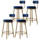 Nordic Armless Backrest Counter Stool Iron Cafe Bar Stool with Velvet Cushion Blue 4 Piece Set Clearhalo 'Bar Furniture' 'Bar Stools' 'bar_stools' 'furn' 'furn_bar_stools' 'Furniture' 'furniture_bar_stools' 'Kitchen & Dining Furniture' 4953773