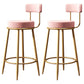 Nordic Armless Backrest Counter Stool Iron Cafe Bar Stool with Velvet Cushion Pink 2 Piece Set Clearhalo 'Bar Furniture' 'Bar Stools' 'bar_stools' 'furn' 'furn_bar_stools' 'Furniture' 'furniture_bar_stools' 'Kitchen & Dining Furniture' 4953777