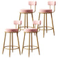 Nordic Armless Backrest Counter Stool Iron Cafe Bar Stool with Velvet Cushion Pink 4 Piece Set Clearhalo 'Bar Furniture' 'Bar Stools' 'bar_stools' 'furn' 'furn_bar_stools' 'Furniture' 'furniture_bar_stools' 'Kitchen & Dining Furniture' 4953778