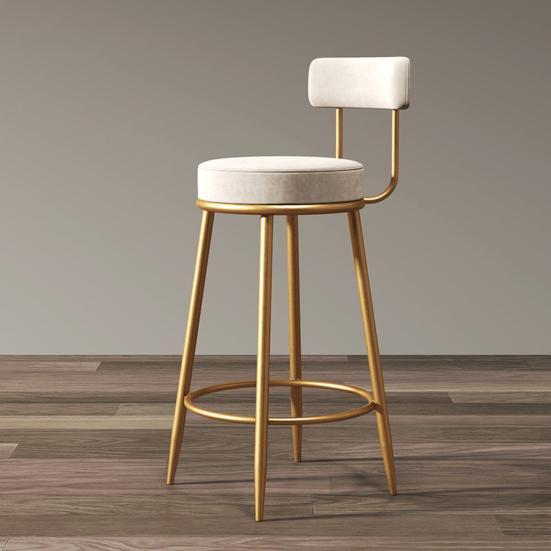 Nordic Armless Backrest Counter Stool Iron Cafe Bar Stool with Velvet Cushion White 1 Piece Clearhalo 'Bar Furniture' 'Bar Stools' 'bar_stools' 'furn' 'furn_bar_stools' 'Furniture' 'furniture_bar_stools' 'Kitchen & Dining Furniture' 4953781