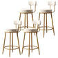 Nordic Armless Backrest Counter Stool Iron Cafe Bar Stool with Velvet Cushion White 4 Piece Set Clearhalo 'Bar Furniture' 'Bar Stools' 'bar_stools' 'furn' 'furn_bar_stools' 'Furniture' 'furniture_bar_stools' 'Kitchen & Dining Furniture' 4953783