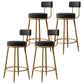 Nordic Armless Backrest Counter Stool Iron Cafe Bar Stool with Velvet Cushion Black 4 Piece Set Clearhalo 'Bar Furniture' 'Bar Stools' 'bar_stools' 'furn' 'furn_bar_stools' 'Furniture' 'furniture_bar_stools' 'Kitchen & Dining Furniture' 4953786