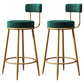 Nordic Armless Backrest Counter Stool Iron Cafe Bar Stool with Velvet Cushion Green 2 Piece Set Clearhalo 'Bar Furniture' 'Bar Stools' 'bar_stools' 'furn' 'furn_bar_stools' 'Furniture' 'furniture_bar_stools' 'Kitchen & Dining Furniture' 4953788