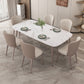 Nordic 1/2/5/7 Pieces Rectangle Dining Set Sintered Stone Dining Table with Leather Chairs 7 Pieces: Table, 6 Chairs Clearhalo 'Dining Room Sets' 'Dining Tables & Seating' 'dining_room_set' 'furn' 'furn_dining_room_set' 'Furniture' 'furniture_dining_room_set' 'Kitchen & Dining Furniture' 4953813
