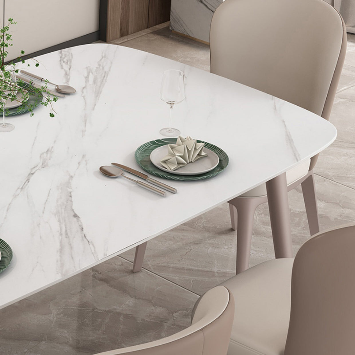 Nordic 1/2/5/7 Pieces Rectangle Dining Set Sintered Stone Dining Table with Leather Chairs Clearhalo 'Dining Room Sets' 'Dining Tables & Seating' 'dining_room_set' 'furn' 'furn_dining_room_set' 'Furniture' 'furniture_dining_room_set' 'Kitchen & Dining Furniture' 4953820