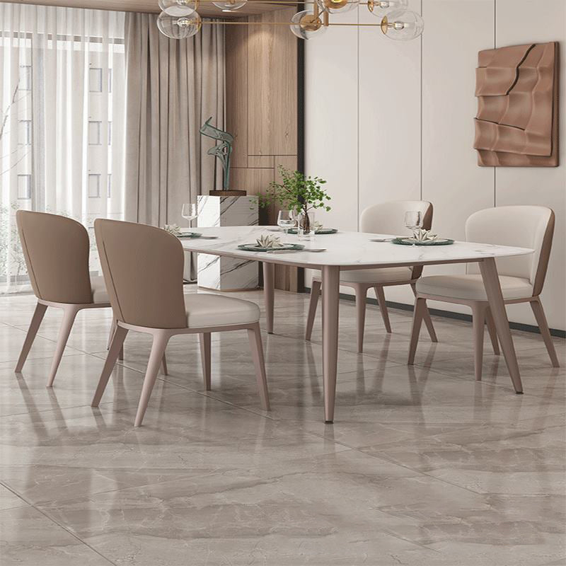 1/4/5/7 Pieces Dining Chairs Set Dining Table Set with Sintered Stone Top 5 Pieces: Table, 4 Chairs Clearhalo 'Dining Room Sets' 'Dining Tables & Seating' 'dining_room_set' 'furn' 'furn_dining_room_set' 'Furniture' 'furniture_dining_room_set' 'Kitchen & Dining Furniture' 4953862