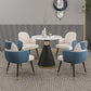Glam 1/2/3/4/5 Pieces Dinette Set with White Sintered Stone Top Round Dining Table Set 5 Pieces: Table, 4 Blue Chairs Clearhalo 'Dining Room Sets' 'Dining Tables & Seating' 'dining_room_set' 'furn' 'furn_dining_room_set' 'Furniture' 'furniture_dining_room_set' 'Kitchen & Dining Furniture' 4953919