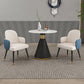 Glam 1/2/3/4/5 Pieces Dinette Set with White Sintered Stone Top Round Dining Table Set 3 Pieces: Table, 2 Chairs Clearhalo 'Dining Room Sets' 'Dining Tables & Seating' 'dining_room_set' 'furn' 'furn_dining_room_set' 'Furniture' 'furniture_dining_room_set' 'Kitchen & Dining Furniture' 4953925
