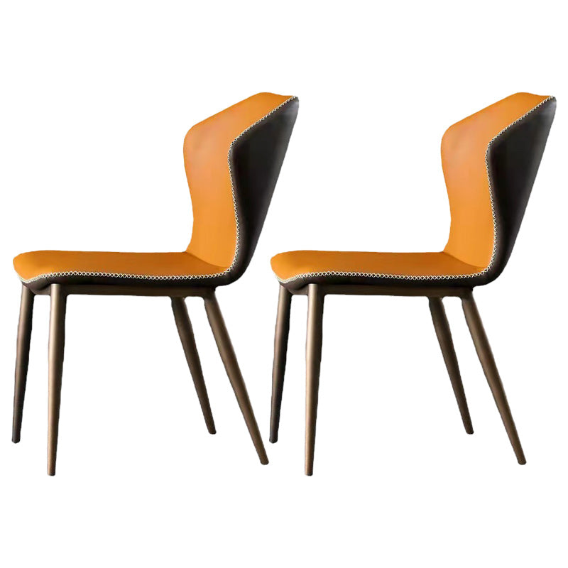 Glam 1/2/5/7 Pieces Dinette Set with Sintered Stone Top Rectangle Dining Table Set 2 Orange Chairs Clearhalo 'Dining Room Sets' 'Dining Tables & Seating' 'dining_room_set' 'furn' 'furn_dining_room_set' 'Furniture' 'furniture_dining_room_set' 'Kitchen & Dining Furniture' 4953933