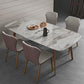 Glam 1/2/5/7 Pieces Dinette Set with Sintered Stone Top Rectangle Dining Table Set 5 Pieces: Table, 4 White Chairs Clearhalo 'Dining Room Sets' 'Dining Tables & Seating' 'dining_room_set' 'furn' 'furn_dining_room_set' 'Furniture' 'furniture_dining_room_set' 'Kitchen & Dining Furniture' 4953936