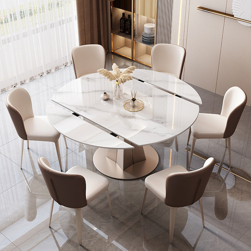 Contemporary 1/2/5/7 Pieces Dining Set Sintered Stone Dining Room Set for Small Space 7 Pieces: Table, 6 Chairs Clearhalo 'Dining Room Sets' 'Dining Tables & Seating' 'dining_room_set' 'furn' 'furn_dining_room_set' 'Furniture' 'furniture_dining_room_set' 'Kitchen & Dining Furniture' 4953953