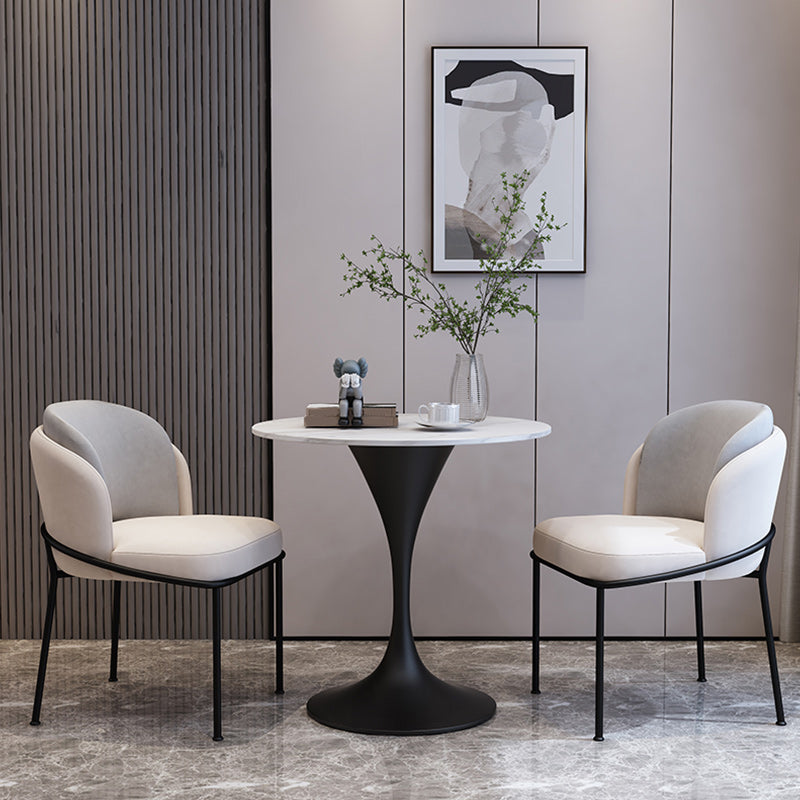 Modern 1/2/3/4/5 Pieces Dining Set Round Stone Dining Table for Dining Room 3 Pieces: Table, 2 Chairs Clearhalo 'Dining Room Sets' 'Dining Tables & Seating' 'dining_room_set' 'furn' 'furn_dining_room_set' 'Furniture' 'furniture_dining_room_set' 'Kitchen & Dining Furniture' 4953967