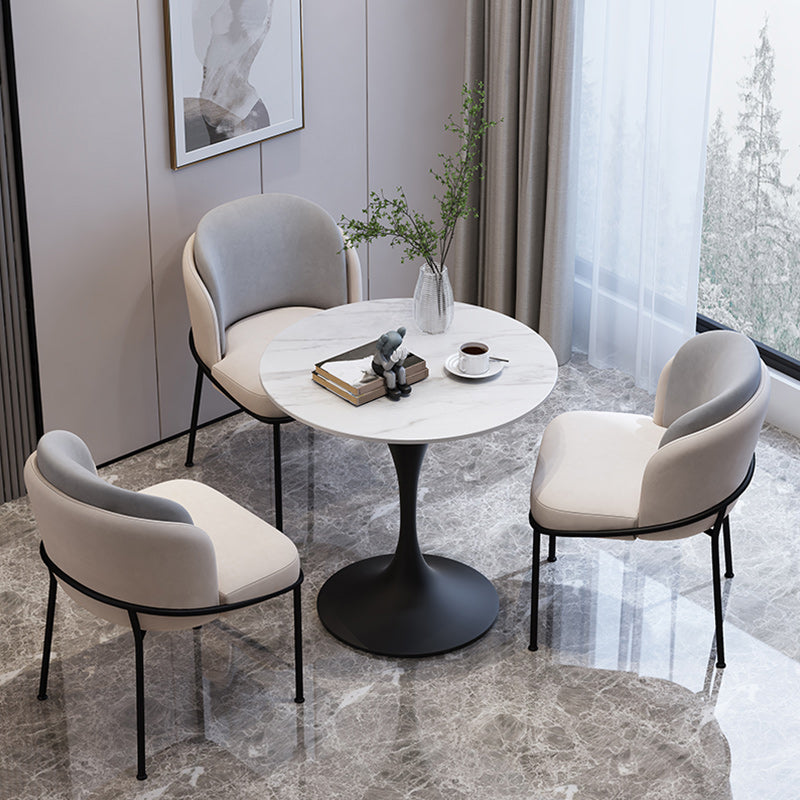 Modern 1/2/3/4/5 Pieces Dining Set Round Stone Dining Table for Dining Room 4 Pieces: Table, 3 Chairs Clearhalo 'Dining Room Sets' 'Dining Tables & Seating' 'dining_room_set' 'furn' 'furn_dining_room_set' 'Furniture' 'furniture_dining_room_set' 'Kitchen & Dining Furniture' 4953969