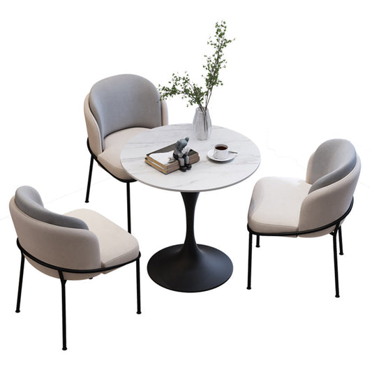 Modern 1/2/3/4/5 Pieces Dining Set Round Stone Dining Table for Dining Room Clearhalo 'Dining Room Sets' 'Dining Tables & Seating' 'dining_room_set' 'furn' 'furn_dining_room_set' 'Furniture' 'furniture_dining_room_set' 'Kitchen & Dining Furniture' 4953970
