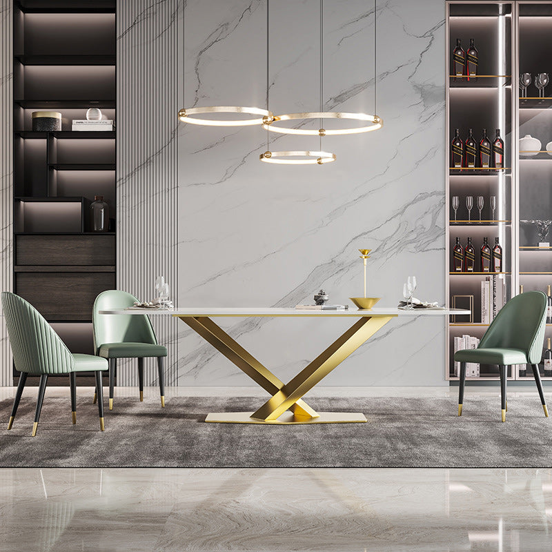 Nordic Glam 1/2/3/4/5/7 Pieces Dining Set Sintered Stone Dining Table Set for Kitchen 4 Pieces: Table, 3 Chairs Clearhalo 'Dining Room Sets' 'Dining Tables & Seating' 'dining_room_set' 'furn' 'furn_dining_room_set' 'Furniture' 'furniture_dining_room_set' 'Kitchen & Dining Furniture' 4954001