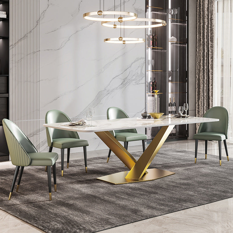 Nordic Glam 1/2/3/4/5/7 Pieces Dining Set Sintered Stone Dining Table Set for Kitchen 5 Pieces: Table, 4 Chairs Clearhalo 'Dining Room Sets' 'Dining Tables & Seating' 'dining_room_set' 'furn' 'furn_dining_room_set' 'Furniture' 'furniture_dining_room_set' 'Kitchen & Dining Furniture' 4954003