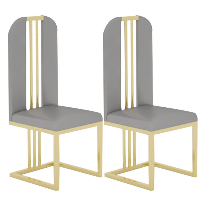 Glam 1/2/5/6/7 Pieces Gold Dinette Set with Sintered Stone Top Rectangle Dining Table Set 2 Grey Chairs Clearhalo 'Dining Room Sets' 'Dining Tables & Seating' 'dining_room_set' 'furn' 'furn_dining_room_set' 'Furniture' 'furniture_dining_room_set' 'Kitchen & Dining Furniture' 4954021