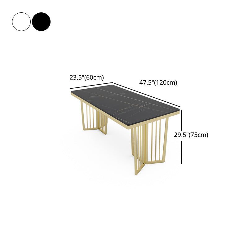 Glam 1/2/5/6/7 Pieces Gold Dinette Set with Sintered Stone Top Rectangle Dining Table Set Clearhalo 'Dining Room Sets' 'Dining Tables & Seating' 'dining_room_set' 'furn' 'furn_dining_room_set' 'Furniture' 'furniture_dining_room_set' 'Kitchen & Dining Furniture' 4954033