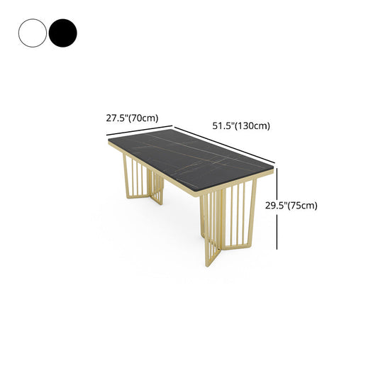 Glam 1/2/5/6/7 Pieces Gold Dinette Set with Sintered Stone Top Rectangle Dining Table Set Clearhalo 'Dining Room Sets' 'Dining Tables & Seating' 'dining_room_set' 'furn' 'furn_dining_room_set' 'Furniture' 'furniture_dining_room_set' 'Kitchen & Dining Furniture' 4954034