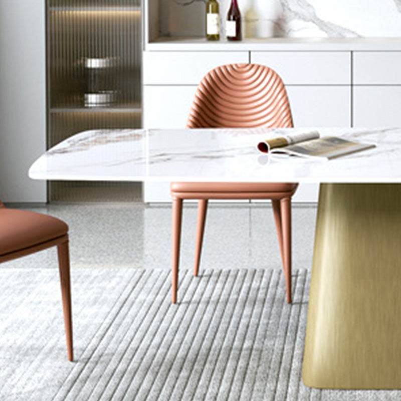 Luxury 1/2/5/7 Pieces Rectangle Dining Set Sintered Stone Top Table with Leather Chairs Clearhalo 'Dining Room Sets' 'Dining Tables & Seating' 'dining_room_set' 'furn' 'furn_dining_room_set' 'Furniture' 'furniture_dining_room_set' 'Kitchen & Dining Furniture' 4954048