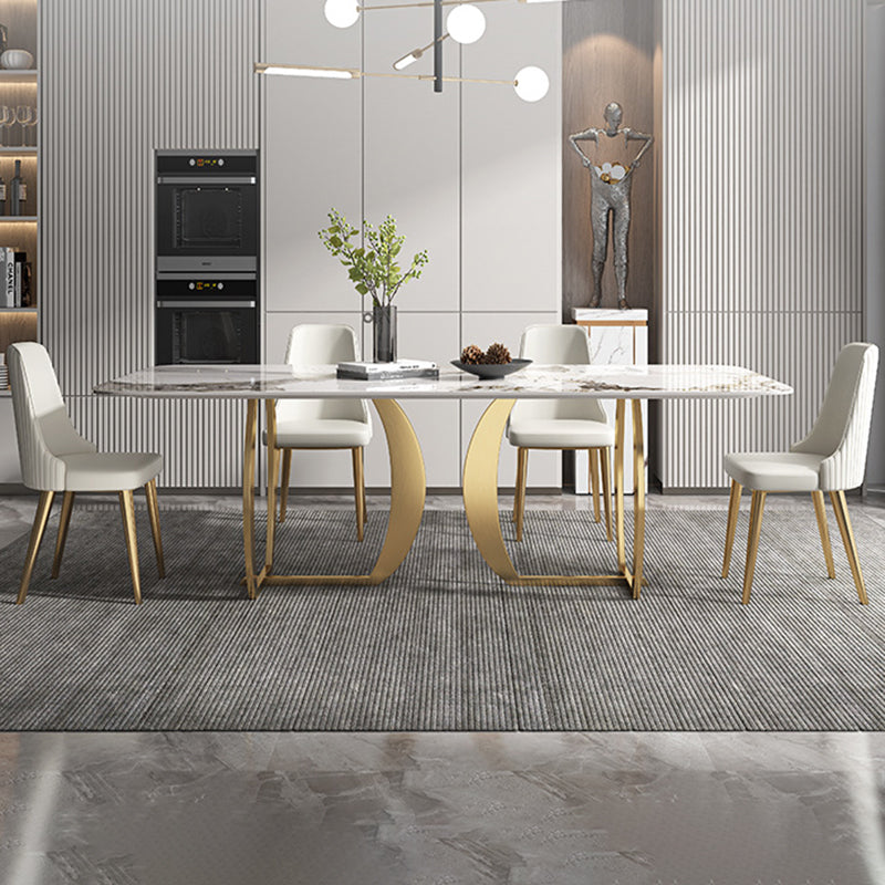 1/2/5/7 Pieces Luxury Dining Set Sintered Stone Top Dining Table with Leather Chairs Clearhalo 'Dining Room Sets' 'Dining Tables & Seating' 'dining_room_set' 'furn' 'furn_dining_room_set' 'Furniture' 'furniture_dining_room_set' 'Kitchen & Dining Furniture' 4954078