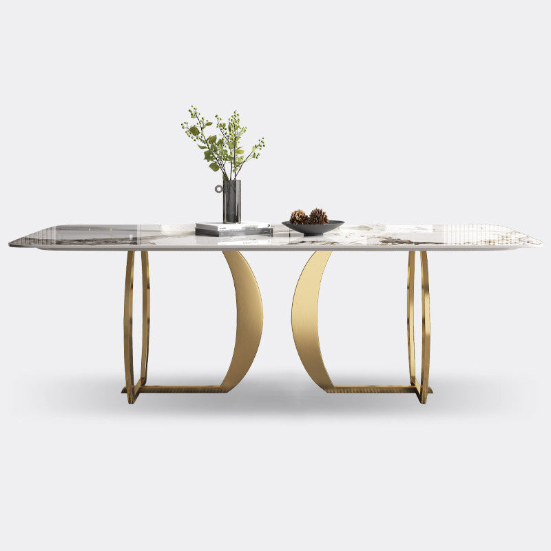 1/2/5/7 Pieces Luxury Dining Set Sintered Stone Top Dining Table with Leather Chairs White 87"L x 43"W Clearhalo 'Dining Room Sets' 'Dining Tables & Seating' 'dining_room_set' 'furn' 'furn_dining_room_set' 'Furniture' 'furniture_dining_room_set' 'Kitchen & Dining Furniture' 4954079