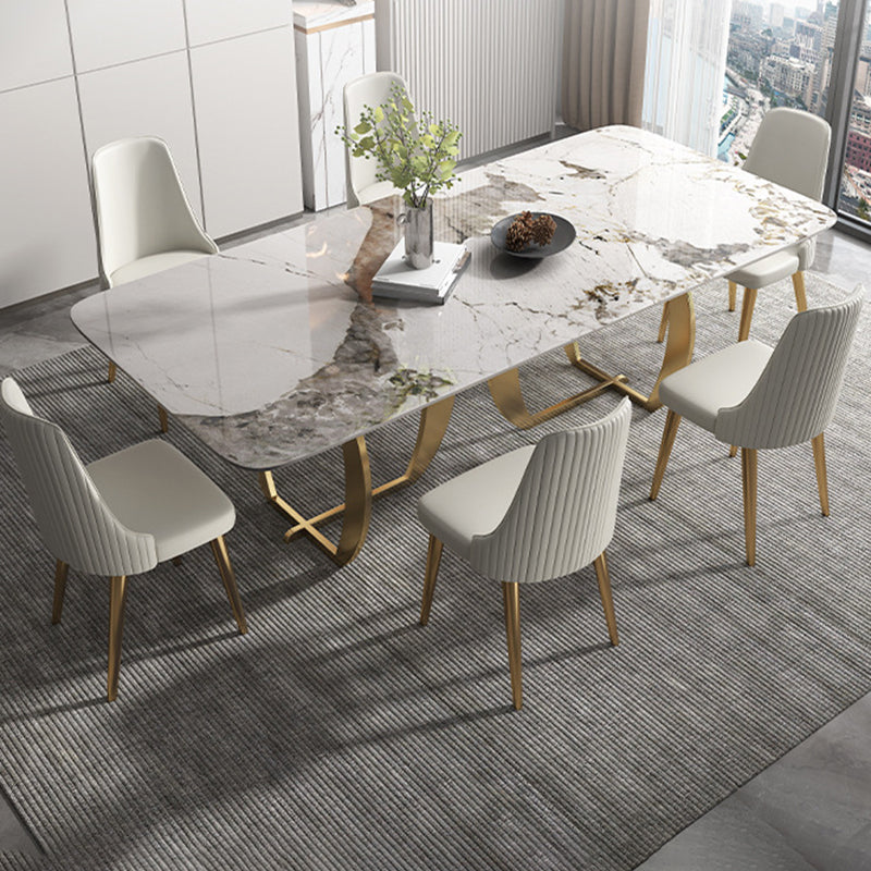 1/2/5/7 Pieces Luxury Dining Set Sintered Stone Top Dining Table with Leather Chairs Clearhalo 'Dining Room Sets' 'Dining Tables & Seating' 'dining_room_set' 'furn' 'furn_dining_room_set' 'Furniture' 'furniture_dining_room_set' 'Kitchen & Dining Furniture' 4954084
