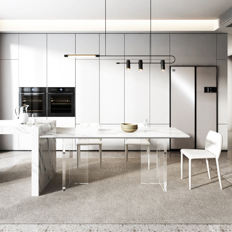 1/4/5/6/7/8 Pcs Dining Chairs Set Sintered Stone Dining Room Set 4 Pieces: Table, 3 Chairs Clearhalo 'Dining Room Sets' 'Dining Tables & Seating' 'dining_room_set' 'furn' 'furn_dining_room_set' 'Furniture' 'furniture_dining_room_set' 'Kitchen & Dining Furniture' 4954093