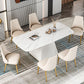 Designer Style 1/2/5/7 Pieces Dining Sets Sintered Stone Dining Table Set 7 Pieces: White Table, 6 Chairs Clearhalo 'Dining Room Sets' 'Dining Tables & Seating' 'dining_room_set' 'Furniture' 'furniture_dining_room_set' 'Kitchen & Dining Furniture' 4954107