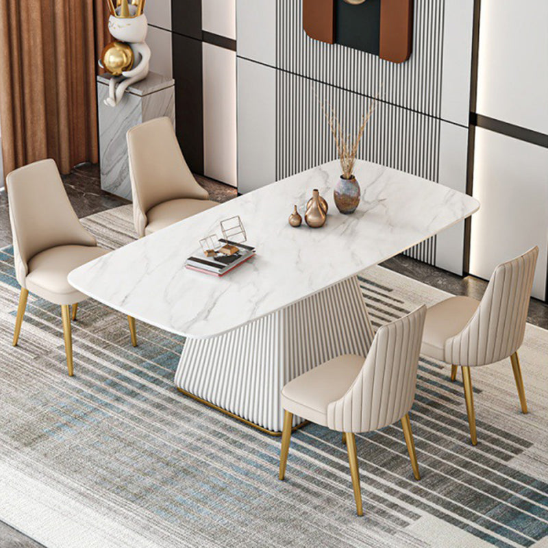 Designer Style 1/2/5/7 Pieces Dining Sets Sintered Stone Dining Table Set 5 Pieces: White Table, 4 Chairs Clearhalo 'Dining Room Sets' 'Dining Tables & Seating' 'dining_room_set' 'Furniture' 'furniture_dining_room_set' 'Kitchen & Dining Furniture' 4954109