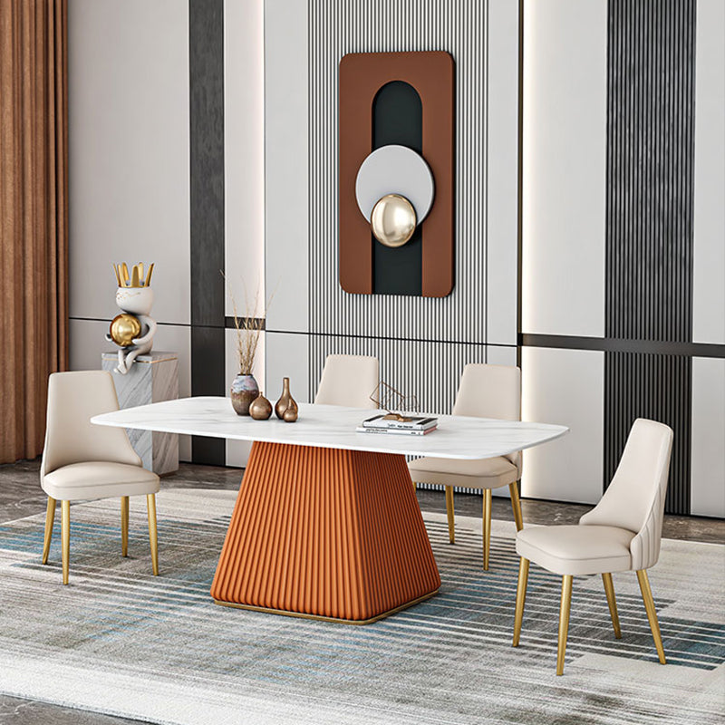 Designer Style 1/2/5/7 Pieces Dining Sets Sintered Stone Dining Table Set 5 Pieces: Orange Table, 4 Chairs Clearhalo 'Dining Room Sets' 'Dining Tables & Seating' 'dining_room_set' 'Furniture' 'furniture_dining_room_set' 'Kitchen & Dining Furniture' 4954110