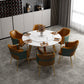 Glam 1/7 Pieces Dining Set Circular Stone Dining Table for Dining Room 7 Pieces: Table, 6 Brown Chairs Clearhalo 'Dining Room Sets' 'Dining Tables & Seating' 'dining_room_set' 'furn' 'furn_dining_room_set' 'Furniture' 'furniture_dining_room_set' 'Kitchen & Dining Furniture' 4954142