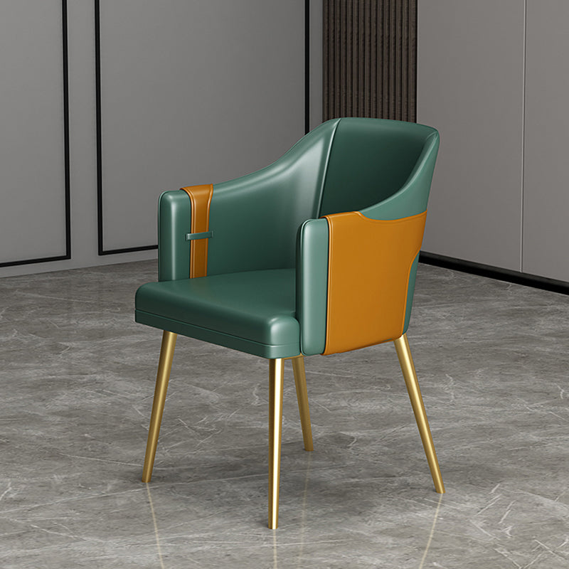 Glam 1/7 Pieces Dining Set Circular Stone Dining Table for Dining Room 1 Green Chair Clearhalo 'Dining Room Sets' 'Dining Tables & Seating' 'dining_room_set' 'furn' 'furn_dining_room_set' 'Furniture' 'furniture_dining_room_set' 'Kitchen & Dining Furniture' 4954152