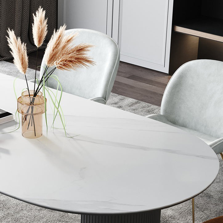 Metal Contemporary Free Form Dining Table Sintered Stone Table with 3 Legs Clearhalo 'Dining Tables & Seating' 'Dining Tables' 'dining_table' 'furn' 'furn_dining_table' 'Furniture' 'furniture_dining_table' 'Kitchen & Dining Furniture' 'kitchen' 'kitchen_dining_table' 4954170