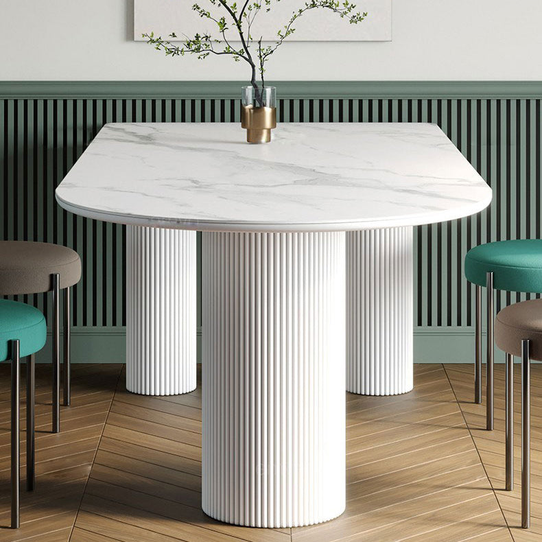 Metal Contemporary Free Form Dining Table Sintered Stone Table with 3 Legs Clearhalo 'Dining Tables & Seating' 'Dining Tables' 'dining_table' 'furn' 'furn_dining_table' 'Furniture' 'furniture_dining_table' 'Kitchen & Dining Furniture' 'kitchen' 'kitchen_dining_table' 4954173