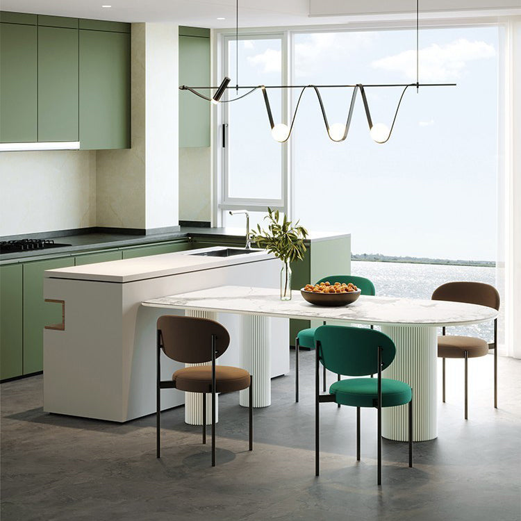Metal Contemporary Free Form Dining Table Sintered Stone Table with 3 Legs Clearhalo 'Dining Tables & Seating' 'Dining Tables' 'dining_table' 'furn' 'furn_dining_table' 'Furniture' 'furniture_dining_table' 'Kitchen & Dining Furniture' 'kitchen' 'kitchen_dining_table' 4954175